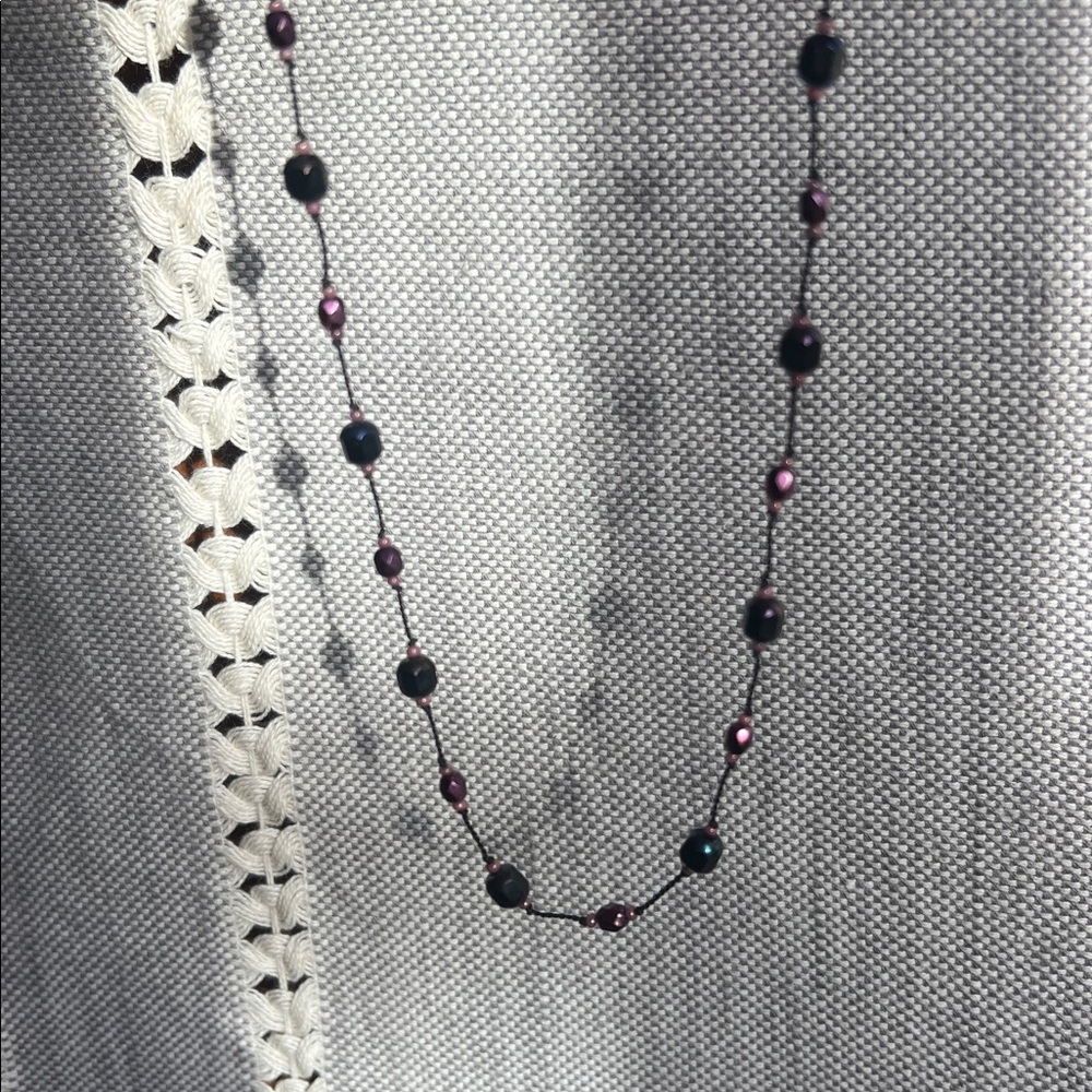Handcrafted Black and Purple Silk Cord Necklace